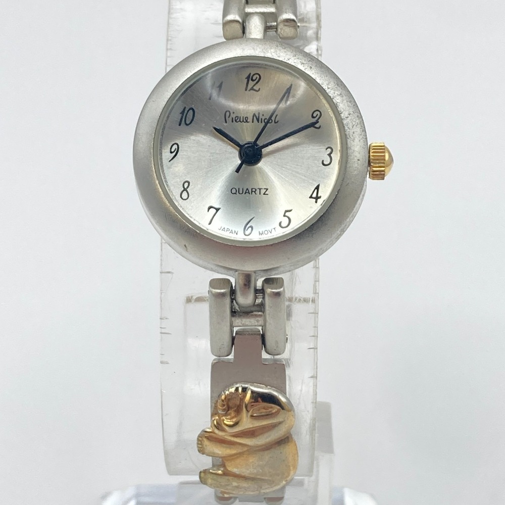 Pierre Nicol Women Watch Elephant Gold Silver Two Tone Matte 22mm New Battery 7"